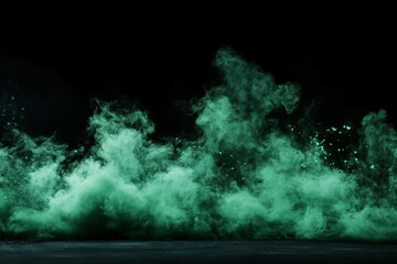 Poster - Green smoke billowing across a dark background creates a mystic atmosphere in an artistic display