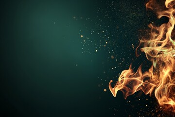 Poster - Bright flames dance against a dark background creating a warm and captivating atmosphere