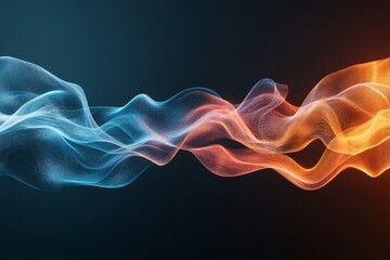 Poster - Waves of flowing light create a mesmerizing visual display in blue and orange tones