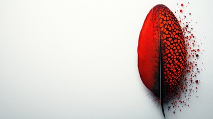 Poster - A striking red feather with a textured design.