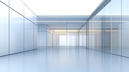 Poster - Minimalist Architectural Interior Design With Sleek Glass Walls and Reflective Floors : Generative AI