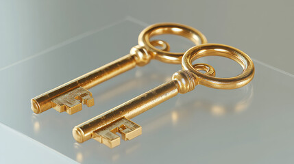 Poster - Old gold keys collection isolated on transparent background. Vector realistic set of vintage decorative golden keys for lock, house door or treasure. 3d shiny symbols of secret, security and privacy