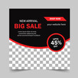 © Design city6 - Template Post for Instagram, Web banner for social media, Template for promotion. Design with red and black color.