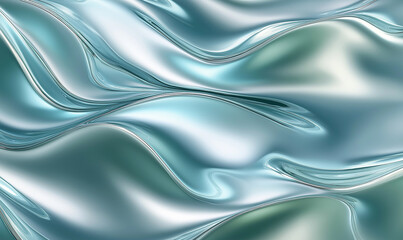 Wall Mural - abstract background with glass, light blue and green shapes, shining in the air, light reflections o