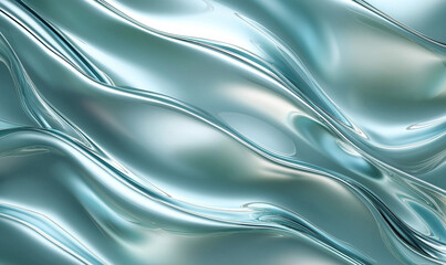 Wall Mural - abstract background with glass, light blue and green shapes, shining in the air, light reflections o