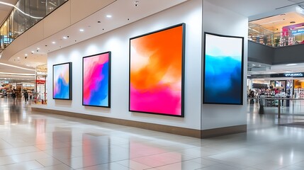 Poster - Abstract Colorful Artworks in Expansive Modern Shopping Gallery : Generative AI
