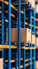 Aufkleber - Warehouse Storage Pallets with Cardboard Boxes in Industrial Shelving Unit : Generative AI