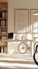 Poster - Minimalist Home Office Workspace with Modern Design and Ambient Light : Generative AI