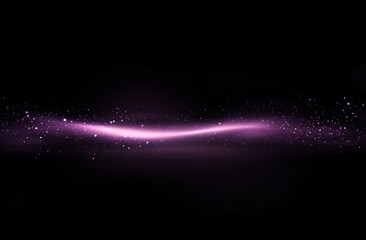 Aufkleber - Purple glowing light lines on a black background. Shiny pink trails with stars, sparkles, and a bokeh effect. Abstract motion background design element for a web banner, poster, or presentation.