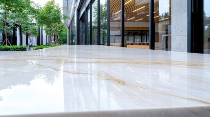 Sticker - Polished marble surface outside modern building.