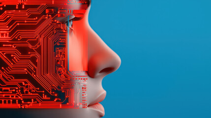 Poster - Futuristic artificial intelligence concept with digital face design