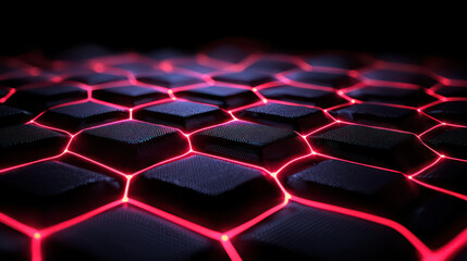 Futuristic digital data structure with glowing hexagonal patterns