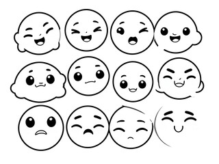 Sticker - Adorable Cartoon Faces: A Collection of Diverse Expressions