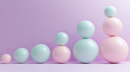 Sticker - Pastel Colored Spheres Arranged in Ascending Size Order