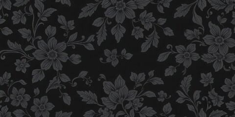abstract charcoal seamless floral wallpaper with intricate botanical patterns and dark tones, abstra