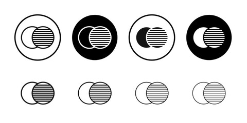 overlapping icon flat outline fill set collection