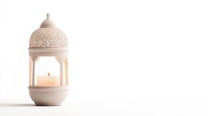 Wall Mural - Elegant ornate lantern with lit candle.