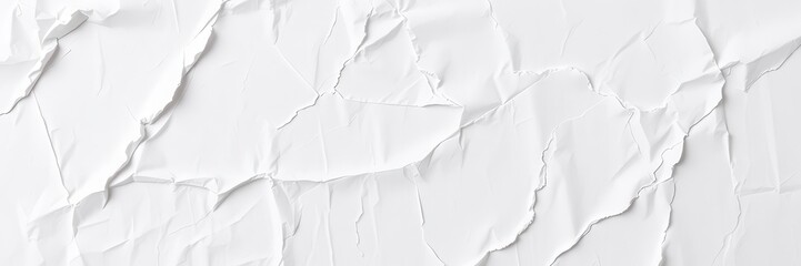 Wall Mural - Crumpled white paper with visible creases and wrinkles, isolated on a white background, office, texture, design