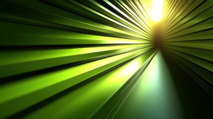 Poster - Abstract green light beams creating a dynamic perspective.