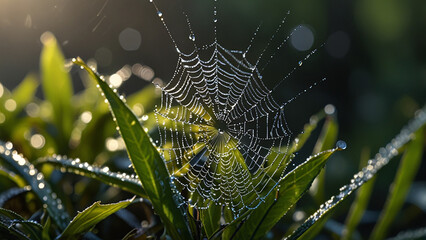 spider web in the morning