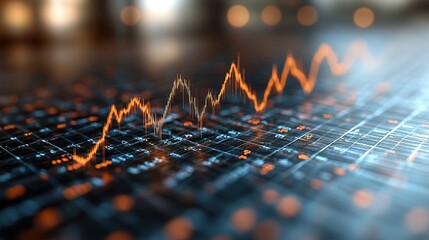 Poster - A digital graph displaying fluctuating data trends on a grid background.