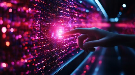 Poster - A hand interacts with a glowing digital interface, symbolizing technology and innovation.