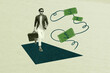 © deagreez - Composite artwork photo collage trend of earnings bank cash trade market project investment career startup strategy young guy walk success