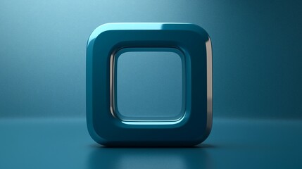 Poster - Teal square frame with inner square.
