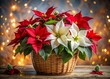 © Wanlop - Stunning Poinsettias in a Basket: Rule of Thirds Composition - Holiday Festive Flower Photography