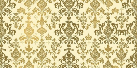 Wall Mural - Elegant seamless damask wallpaper pattern in classic colors, background, home decor