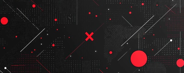 Poster - Abstract dark background with red and white geometric shapes and patterns