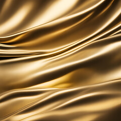Poster - A luxurious golden silk texture with flowing waves, perfect for elegant backgrounds, fashion designs, and high-end projects.