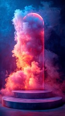 Poster - Pastel Smoke Enshrouded Podium for Creative Product Displays and Concepts
