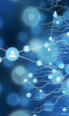 Poster - A blue background with a multitude of white dots and lines. The dots and lines are scattered throughout the image, creating a sense of movement and energy