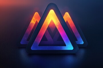 Poster - Colorful geometric triangles glowing with a futuristic abstract digital design