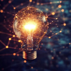 Poster - Bright idea ignites creativity through a futuristic light bulb design enhanced by glowing connections and texture