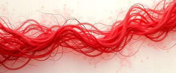 Wall Mural - Abstract Red Fibers on Light Background with Organic Flow