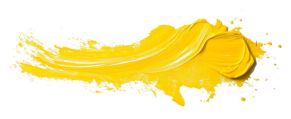 Aufkleber - Yellow brush stroke on transparent background, vibrant art expression concept