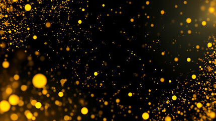 Wall Mural - Abstract Golden Glitter Particles on Black Background