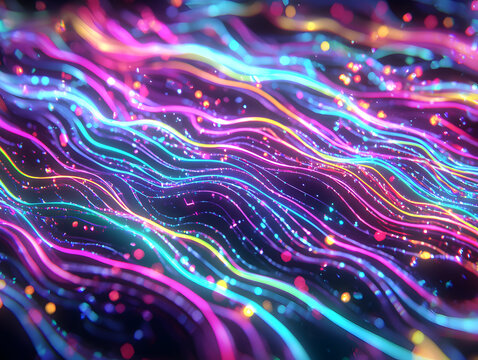 Vibrant light waves create stunning visuals digital art abstract design modern environment close-up motion and energy