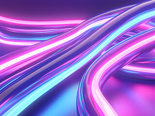 Poster - Neon waves flowing in abstract art digital space graphic design vibrant colors dynamic perspective modern aesthetics
