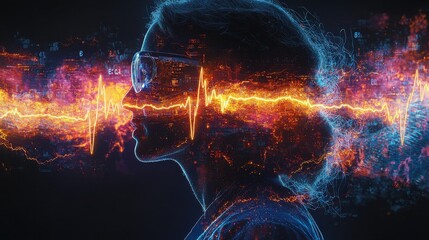 Poster - Dynamic medical care visualization abstract silhouette digital art high-tech environment futuristic viewpoint health concept