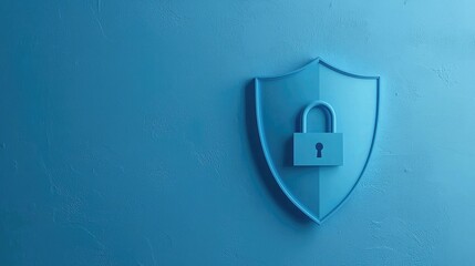 Poster - Simple shield and padlock design in blue, symbolizing cybersecurity