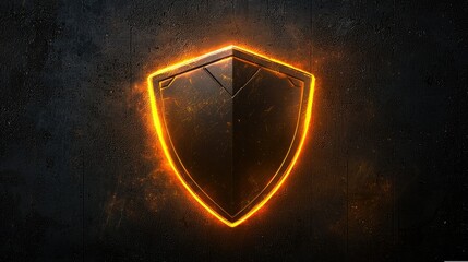 Poster - 3D-style shield with glowing edges on a dark, tech-inspired background