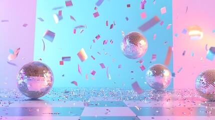 Sticker - Disco Balls and Confetti Celebrate a Festive Occasion