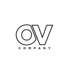 Poster - Letter O and V, OV logo design template. Minimal monogram initial based logotype.