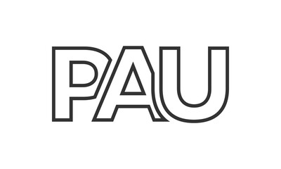 Fototapete - PAU logo design template with strong and modern bold text. Initial based vector logotype featuring simple and minimal typography. Trendy company identity.