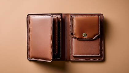 brown wallet with money