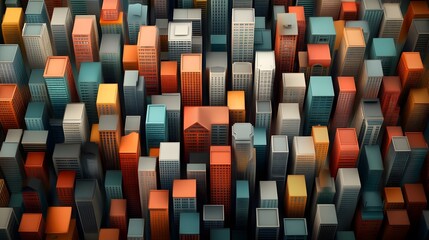 Poster - Intricate Architectural Patterns in the Futuristic Urban Landscape Geometric Skyscraper Silhouettes and Intersecting City Blocks