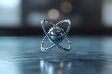 Poster - Elegant Sleek 3D Representation of Technetium Atom Highlighting its Critical Role in Nuclear Medicine and Scientific Applications within a Refined Contemporary Environment
